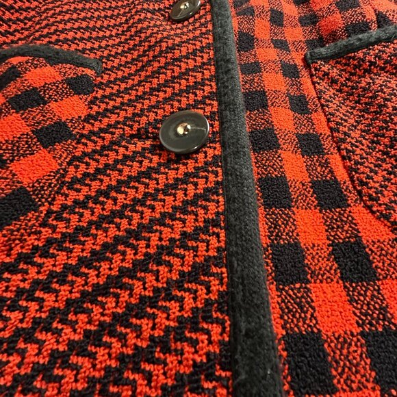Vintage Ruty Paris Womens Gingham Checkered Button Front Jacket Coat Size 42 Red - Picture 4 of 10